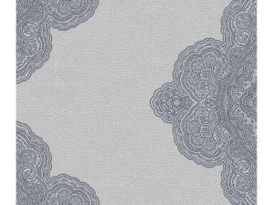 PAPEL PINTADO MEDALLON DAMASCO AZUL GRIS MOD1101-1