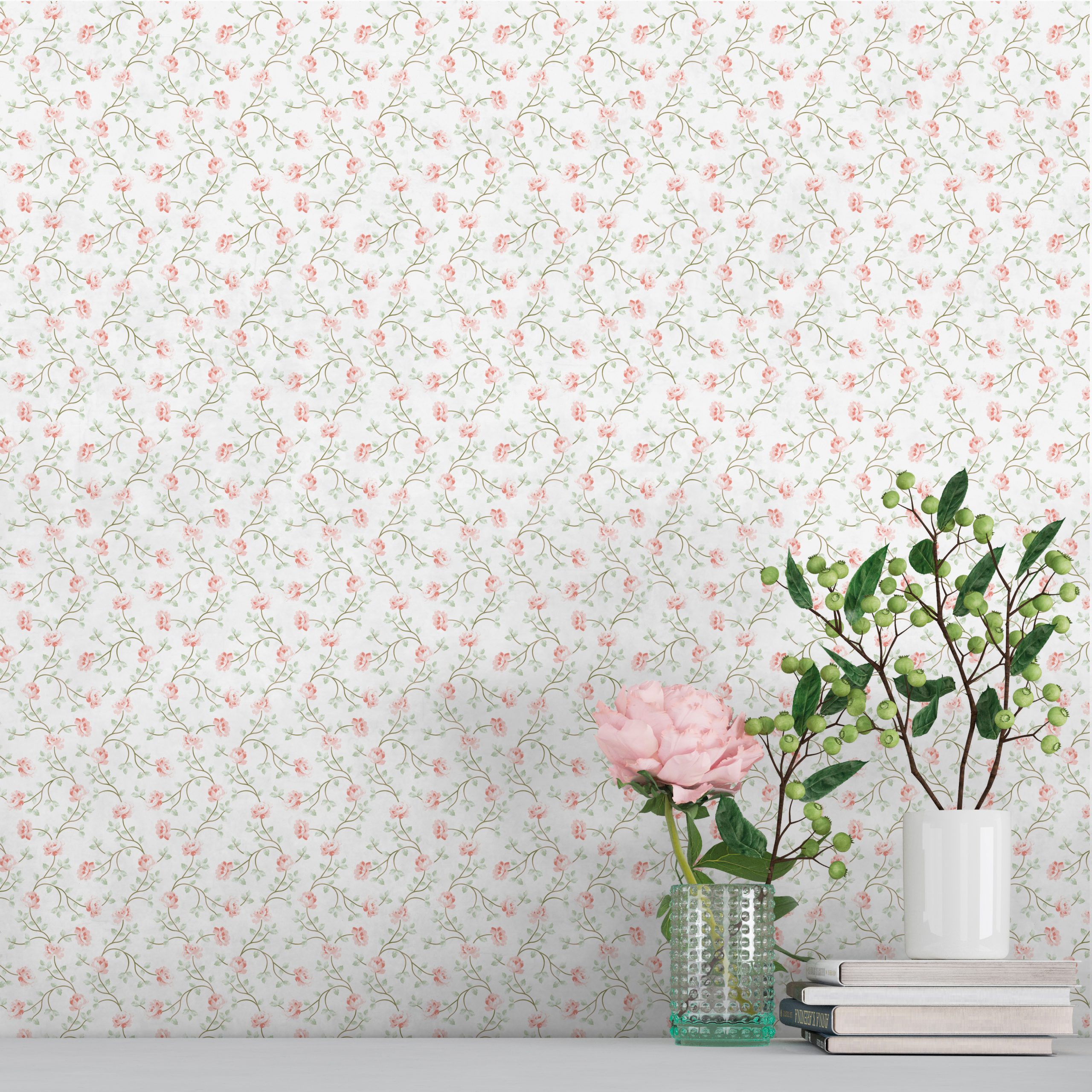 Modern,Room,Decoration.,Flower,,Plant,And,Books,On,White,Shelf,