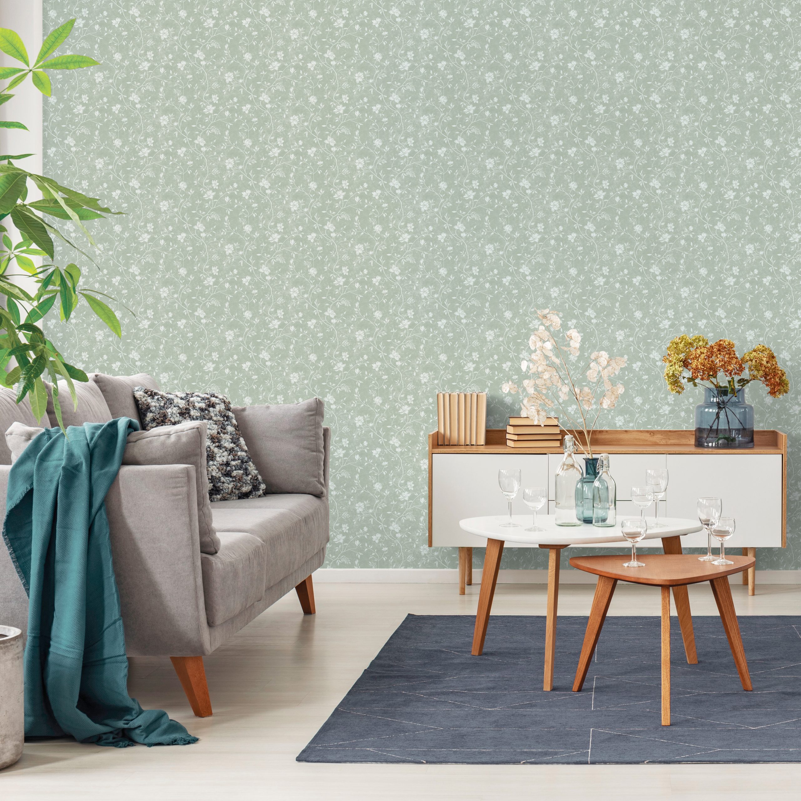Elegant,White,,Grey,And,Blue,Living,Room,Interior,With,Scandinavian